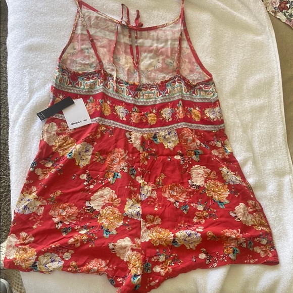 O'Neill Pants - O'Neill Red Pajama Shorts Romantic Floral Pattern